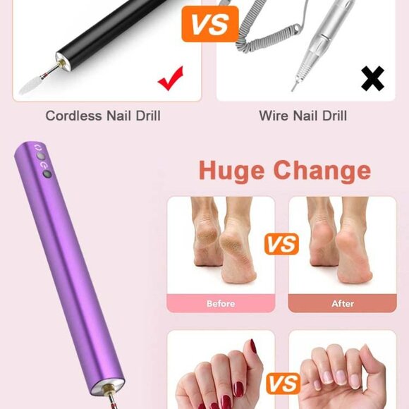 Electric Cordless Nail Drill with LED Lighting ,15000RPM Rechargeable Nail Art P - Picture 3 of 3